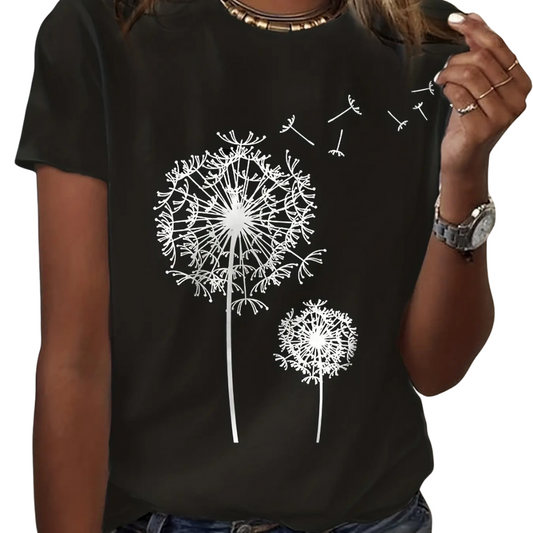 Voikukka Print Crew Neck T-paita