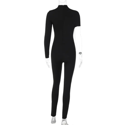 Yksi olkapää Cut Out Jumpsuit